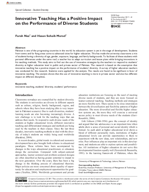 (PDF) Innovative Teaching Has a Positive Impact on the Performance of ...
