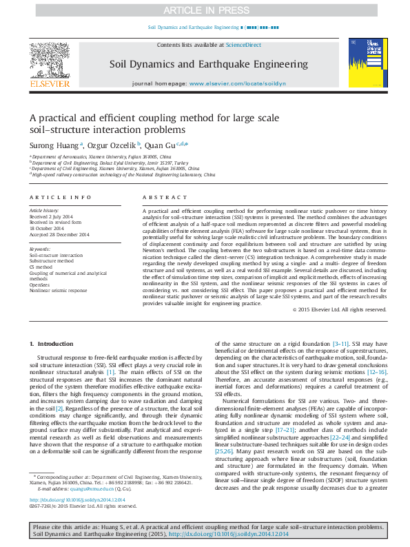 (PDF) A practical and efficient coupling method for large scale soil ...