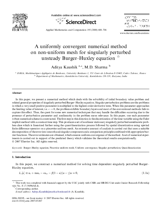 (PDF) A uniformly convergent numerical method on non-uniform mesh for ...