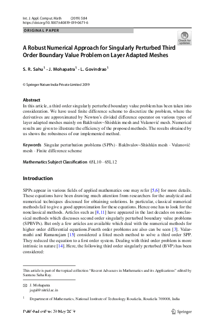 (PDF) A Robust numerical approach for singularly perturbed time delayed ...