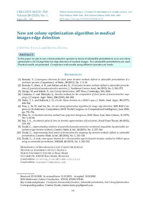 (PDF) New ant colony optimization algorithm in medical images edge ...