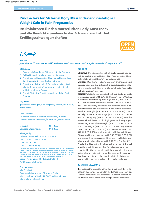 (PDF) Risk Factors for Maternal Body Mass Index and Gestational Weight ...