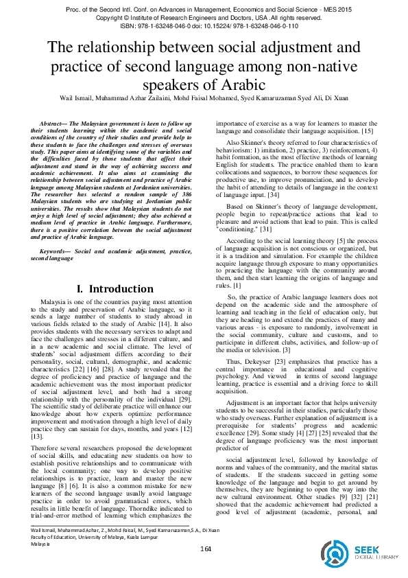 (PDF) The relationship between social adjustment and practice of second ...