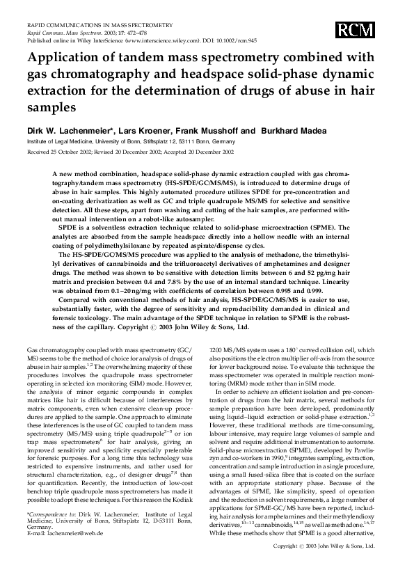 (PDF) Application of tandem mass spectrometry combined with gas ...