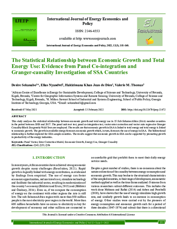 (PDF) The Statistical Relationship between Economic Growth and Total ...