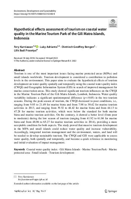 (PDF) Hypothetical effects assessment of tourism on coastal water ...