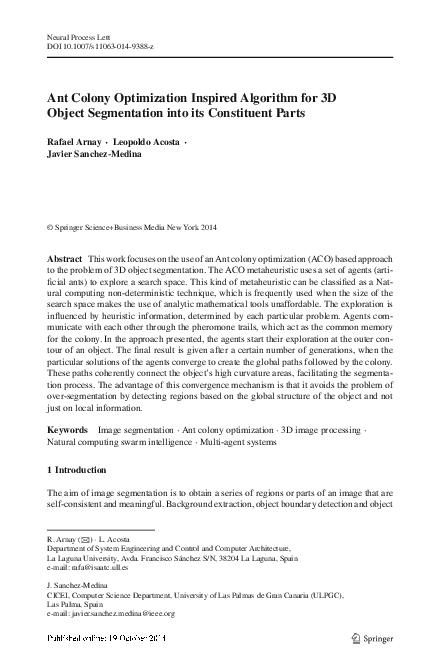 (PDF) Ant Colony Optimization Inspired Algorithm for 3D Object ...