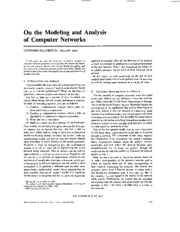 (PDF) On the modeling and analysis of computer networks