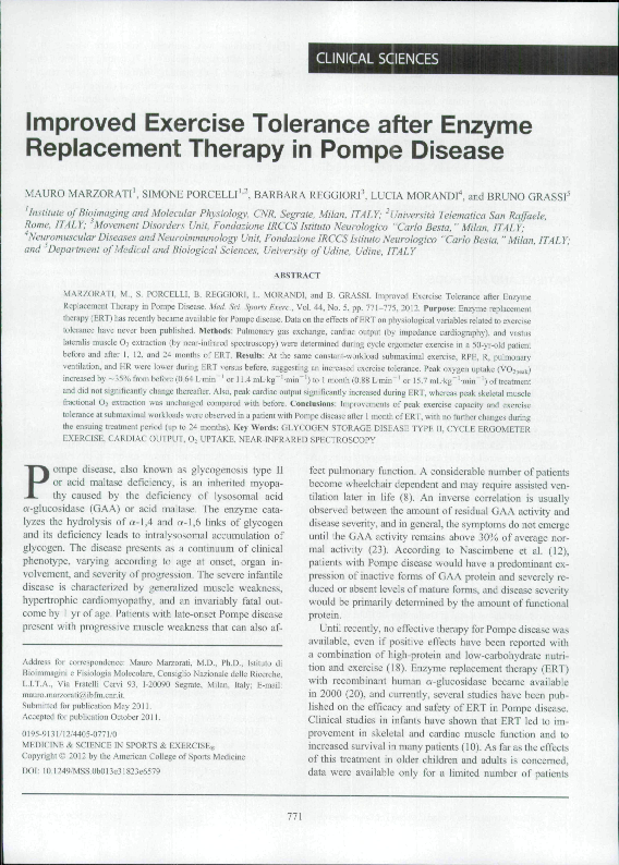 (PDF) Improved Exercise Tolerance after Enzyme Replacement Therapy in ...