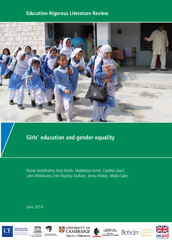 (PDF) Girls' education and gender equality