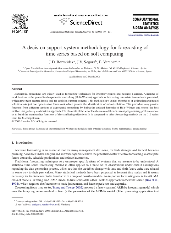 (PDF) A decision support system methodology for forecasting of time ...