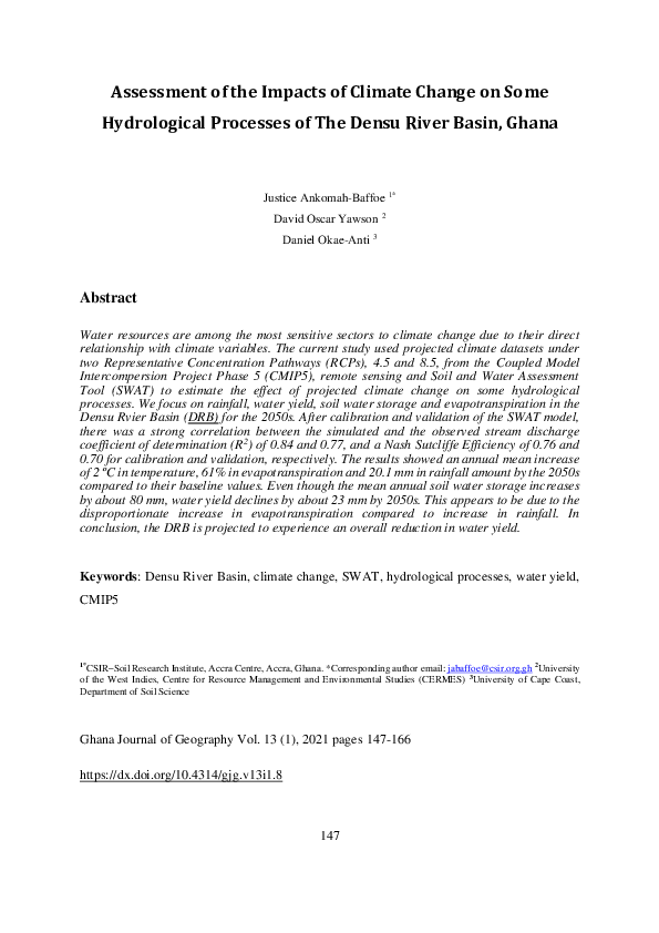 (PDF) Assessment of the Impacts of Climate Change on Some Hydrological ...