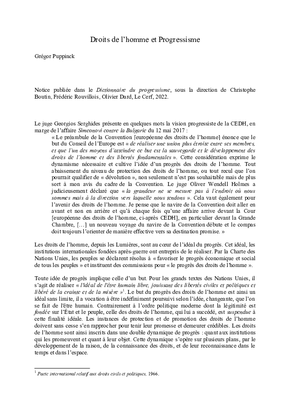 (DOC) Droits de l'homme et Progressisme