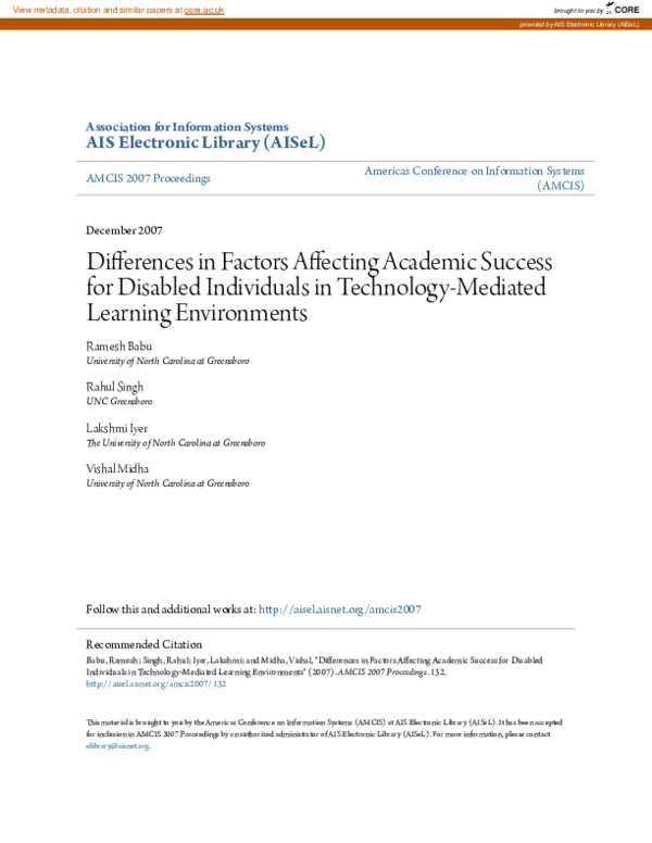 (PDF) Differences in Factors Affecting Academic Success for Disabled ...