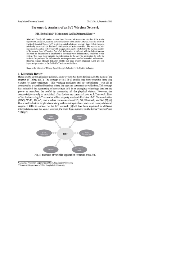 (PDF) Parametric Analysis of an IoT Wireless Network.