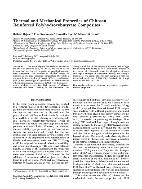 (PDF) Thermal and mechanical properties of chitosan reinforced ...
