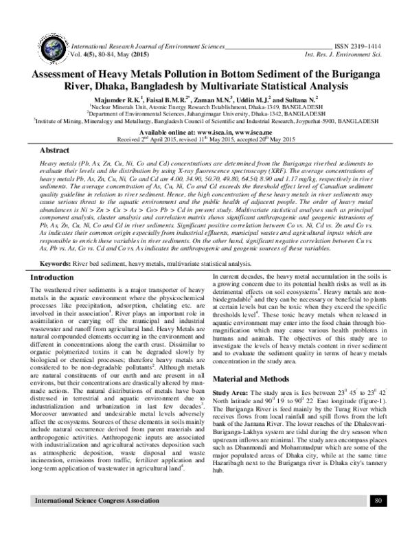 (PDF) Assessment of Heavy Metals Pollution in Bottom Sediment of the ...