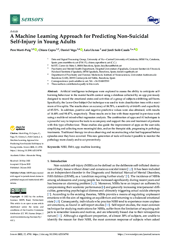 (PDF) A Machine Learning Approach for Predicting Non-Suicidal Self ...