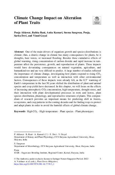 (PDF) Climate Change Impact on Alteration of Plant Traits