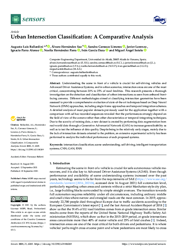 (PDF) Urban Intersection Classification: A Comparative Analysis