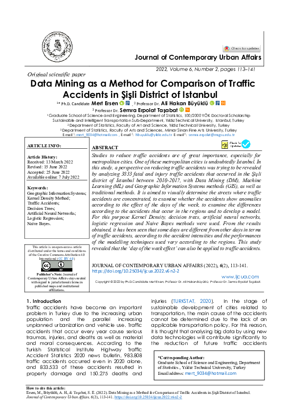 (PDF) Data Mining as a Method for Comparison of Traffic Accidents in ...