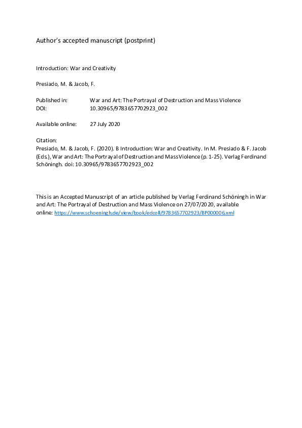 (PDF) Introduction: War and Creativity