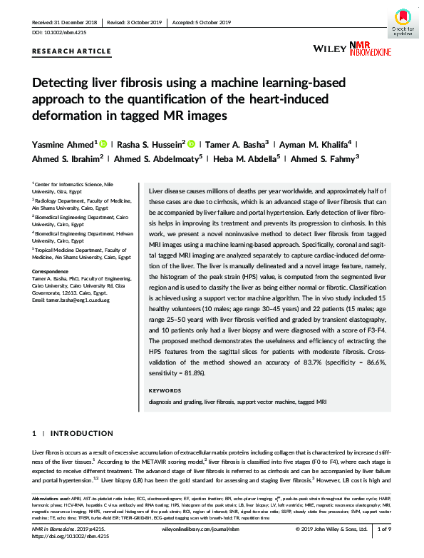(PDF) Detecting liver fibrosis using a machine learning‐based approach ...