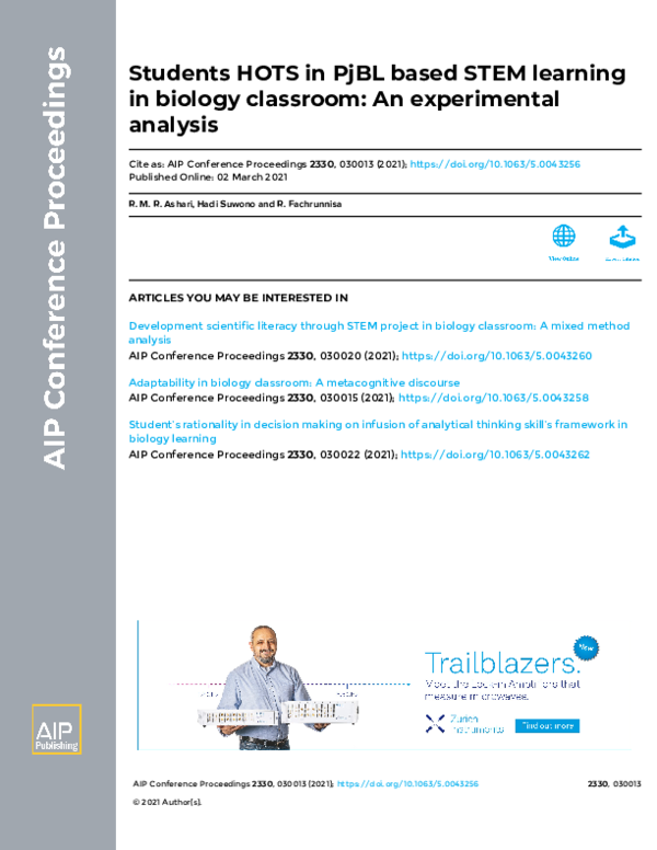 (PDF) Students HOTS in PjBL based STEM learning in biology classroom ...