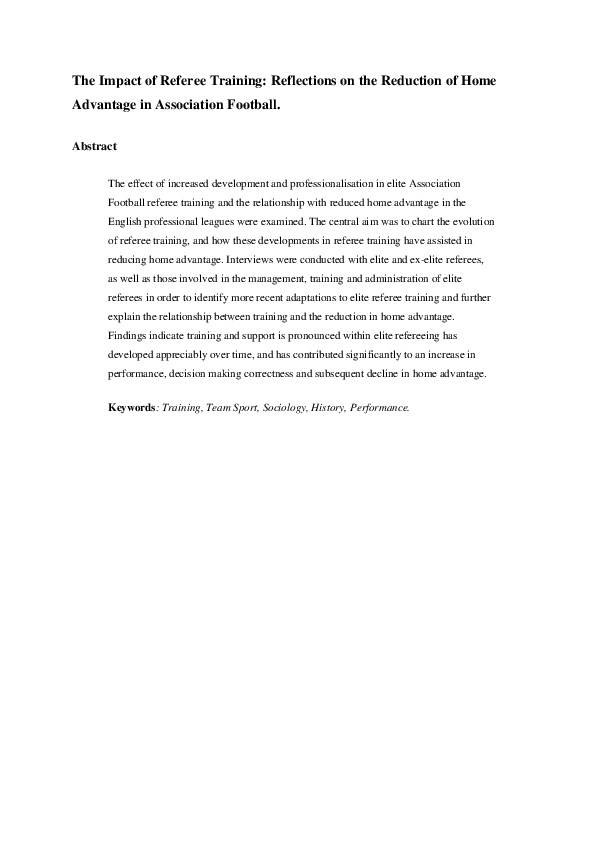 (PDF) The impact of referee training: reflections on the reduction of ...