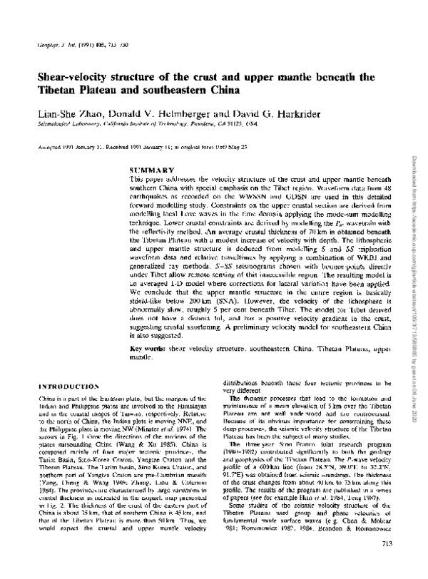 (PDF) Shear-velocity structure of the crust and upper mantle beneath ...