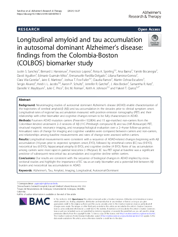(PDF) Longitudinal amyloid and tau accumulation in autosomal dominant ...