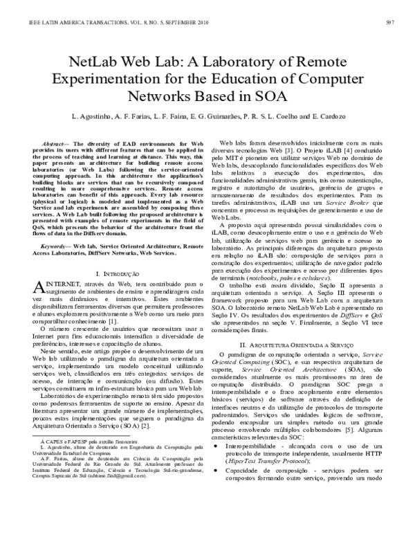 (PDF) NetLab Web Lab: A Laboratory of Remote Experimentation for the ...