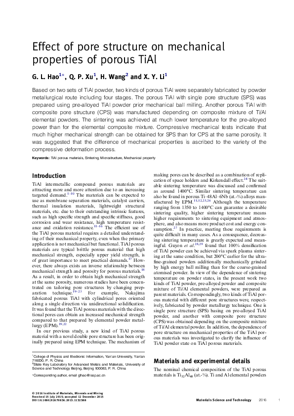 (PDF) The effect of pore structure on the mechanical properties of ...