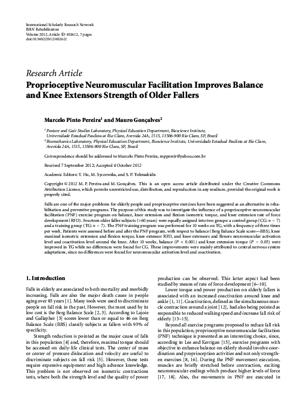 (PDF) Proprioceptive Neuromuscular Facilitation Improves Balance and ...