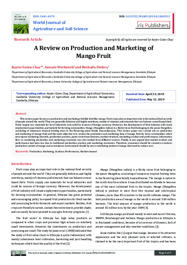 (PDF) A Review on Production and Marketing of Mango Fruit Introduction