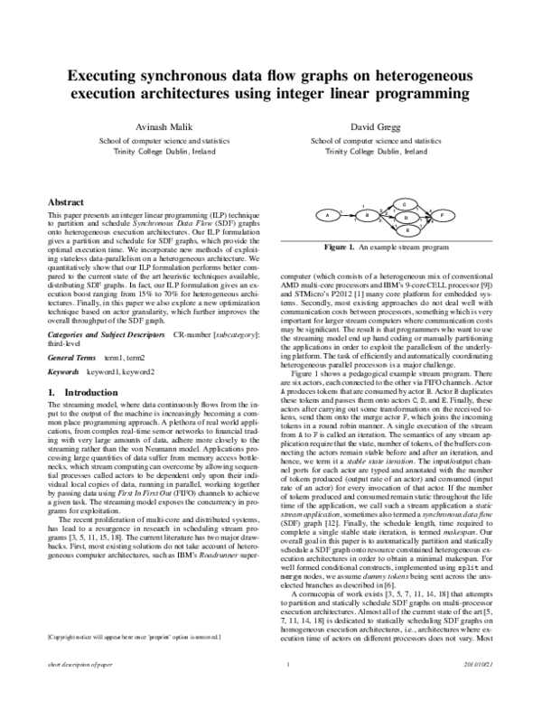 (PDF) Executing synchronous data flow graphs on heterogeneous execution ...