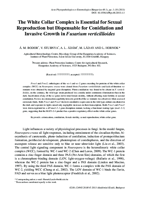(PDF) The white collar complex is essential for sexual reproduction but ...