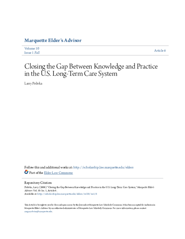 (PDF) Closing the Gap Between Knowledge and Practice in the U.S. Long ...
