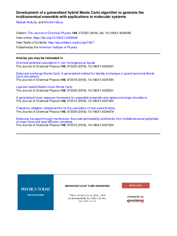 (PDF) Development of a generalized hybrid Monte Carlo algorithm to ...
