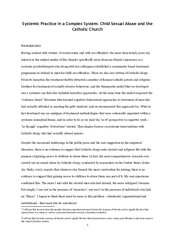 (DOC) Systemic Practice in a Complex System: Child Sexual Abuse and the ...