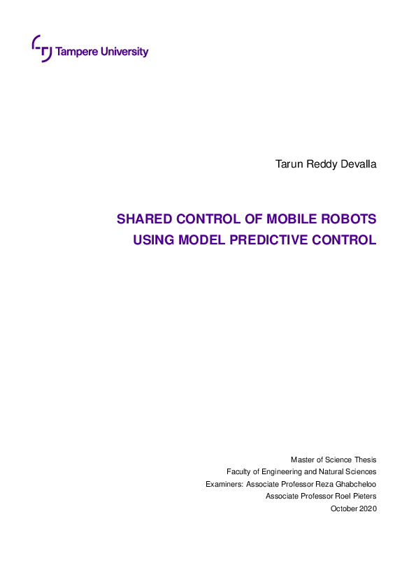 (PDF) Shared Control of Mobile Robots Using Model Predictive Control