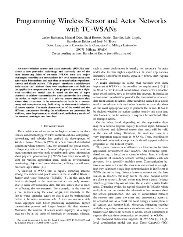 Programming Wireless Sensor and Actor Networks with TC-WSANs