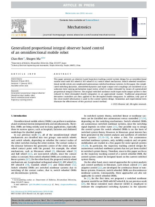 (PDF) Generalized proportional integral observer based control of an ...