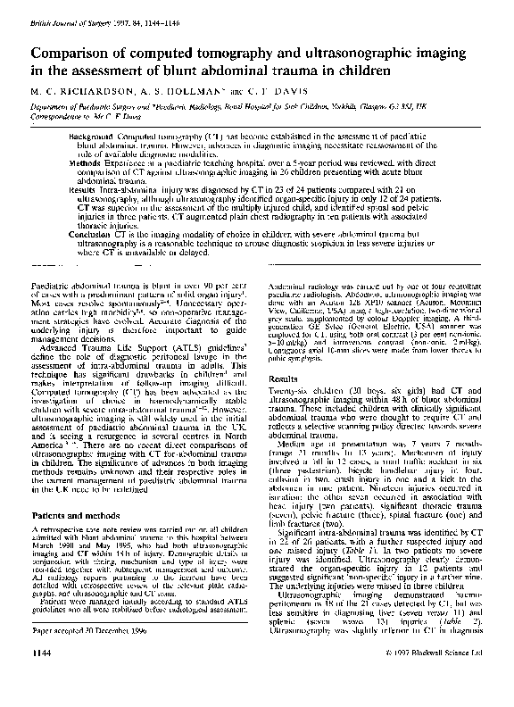(PDF) Comparison of computed tomography and ultrasonographic imaging in ...