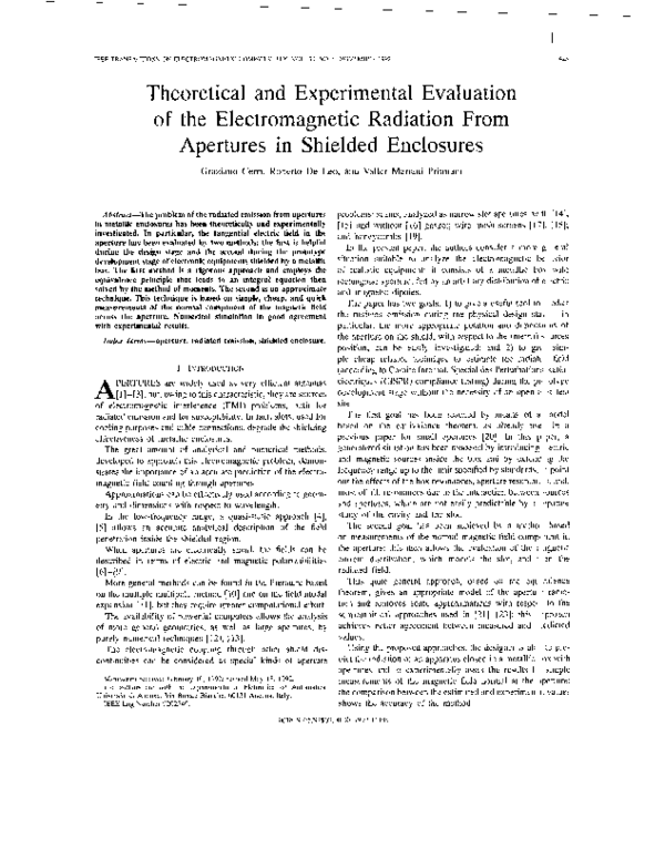 (PDF) Theoretical and experimental evaluation of the electromagnetic ...