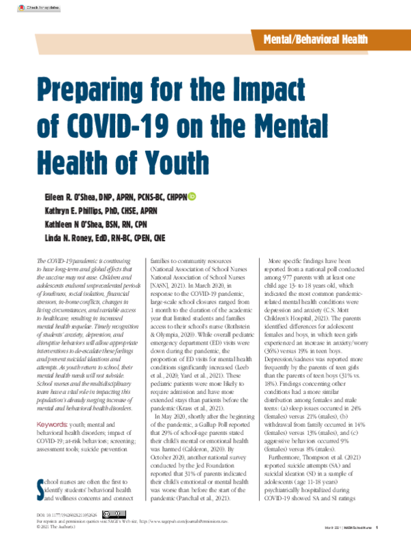 (PDF) Preparing for the Impact of COVID-19 on the Mental Health of ...