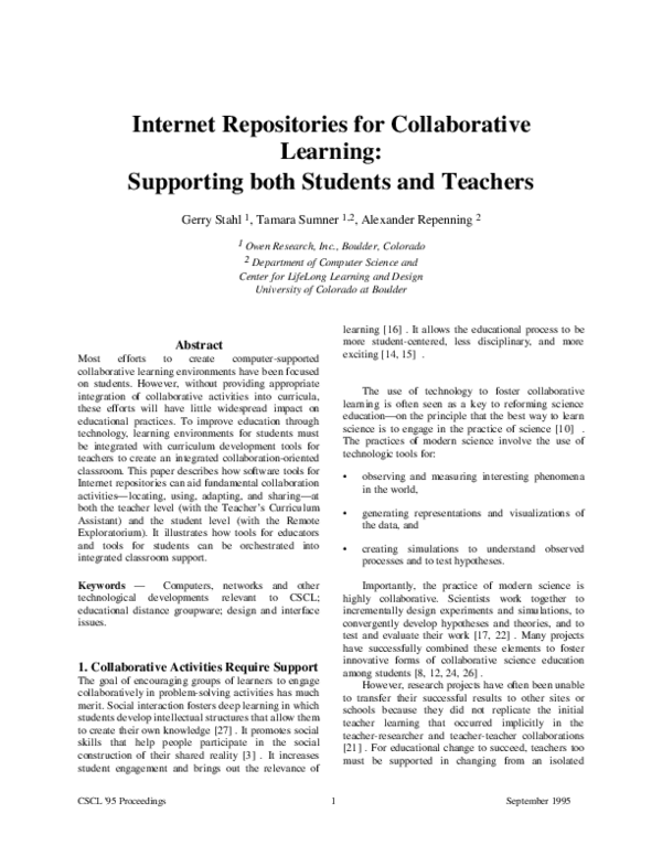 (PDF) Internet repositories for collaborative learning | Gerry Stahl ...