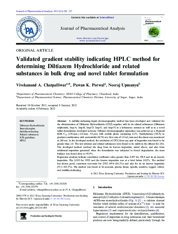 (PDF) Validated gradient stability indicating HPLC method for ...