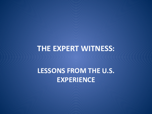 (PPT) The Expert Witness: Lessons from the US Experience (slides)