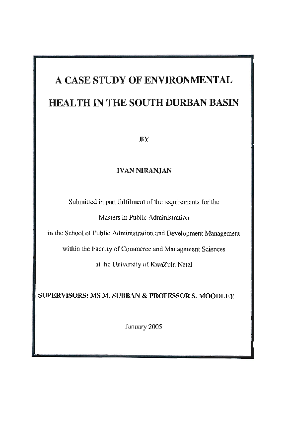 (PDF) A case study of environmental health in the South Durban basin
